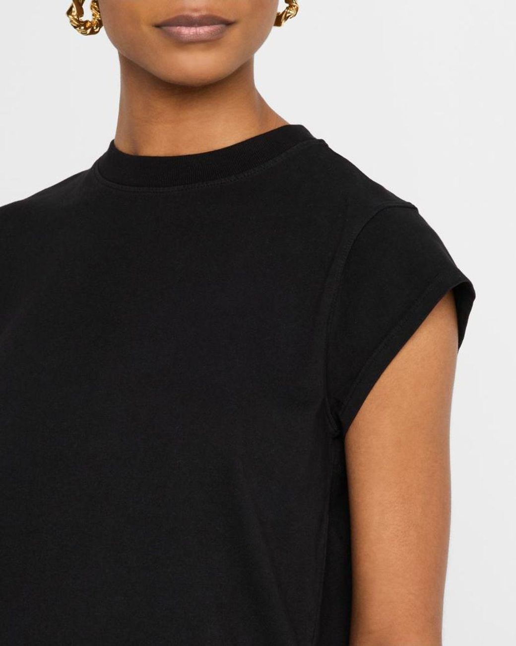 Agolde Black Bryce Cap Sleeve Tee
