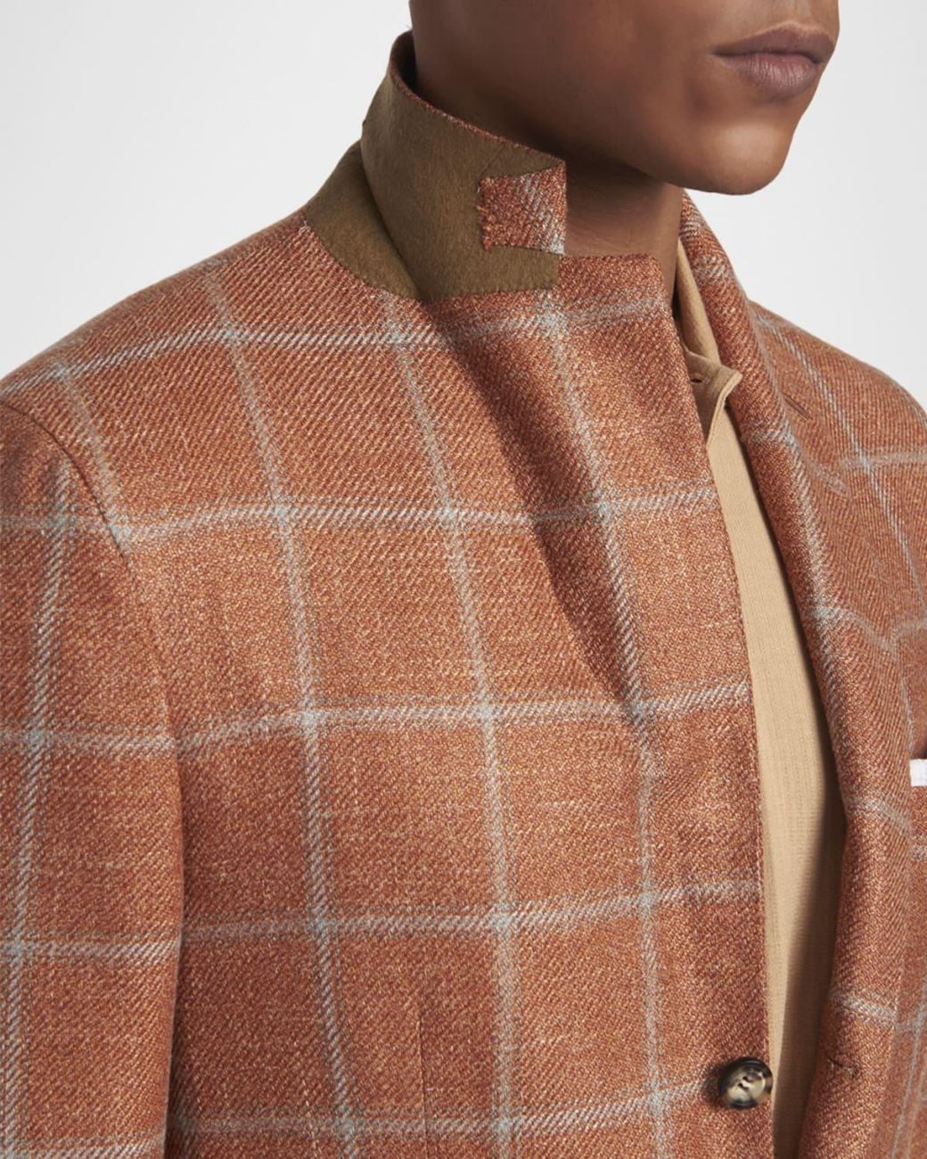 Kiton Brown Apos;S Windowpane Check Cashmere-Blend Blazer for men