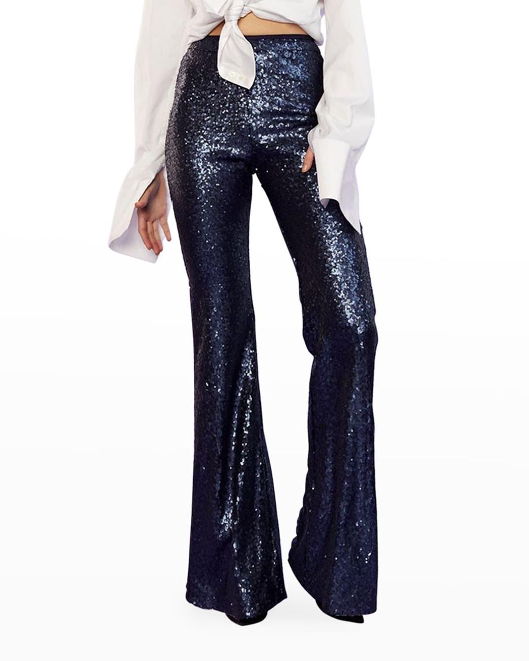 Cynthia Rowley Sequin-embellished Flare Trousers in Blue | Lyst