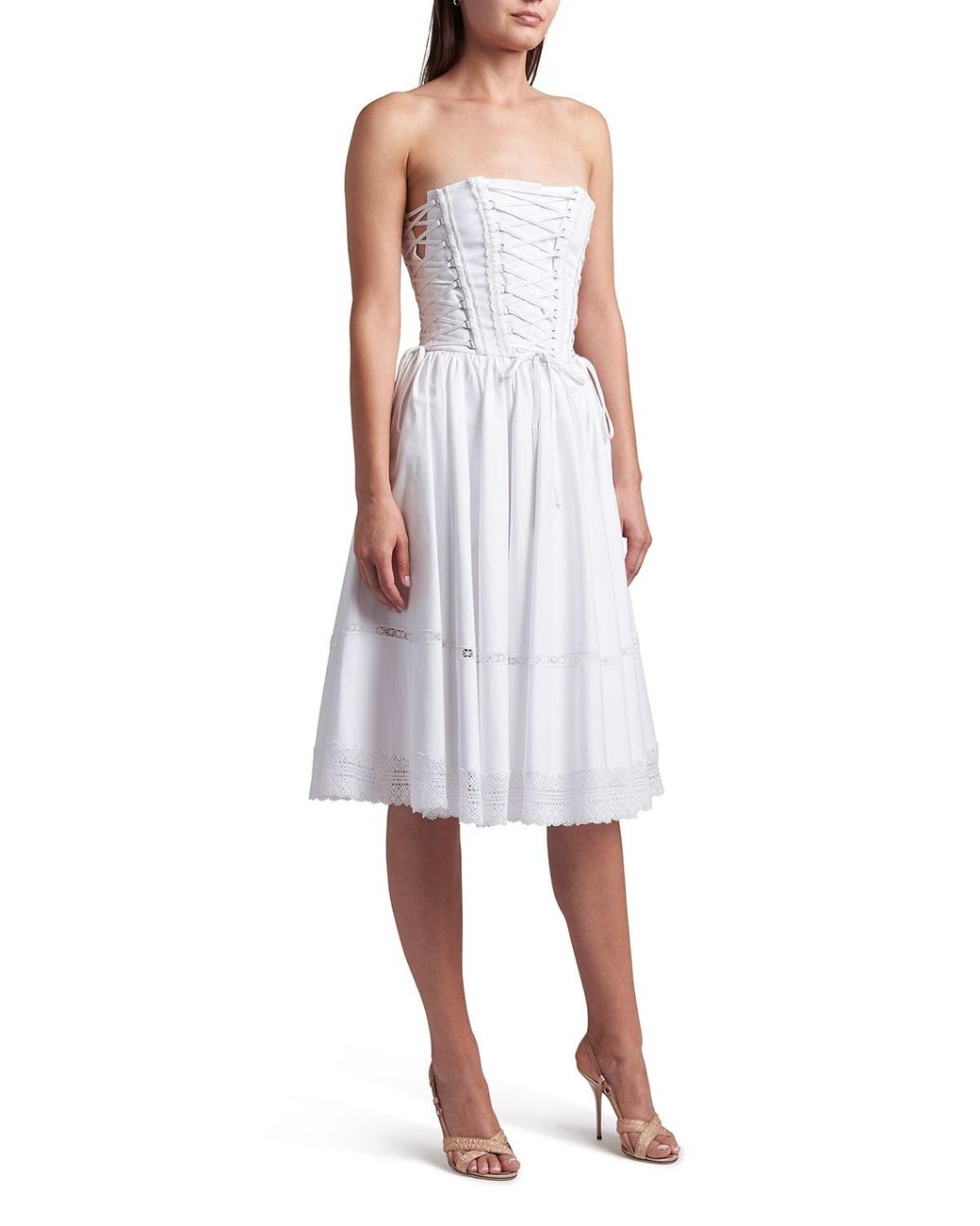 Dolce & Gabbana Lace-up Corset Dress W/ Lace Trim in White | Lyst