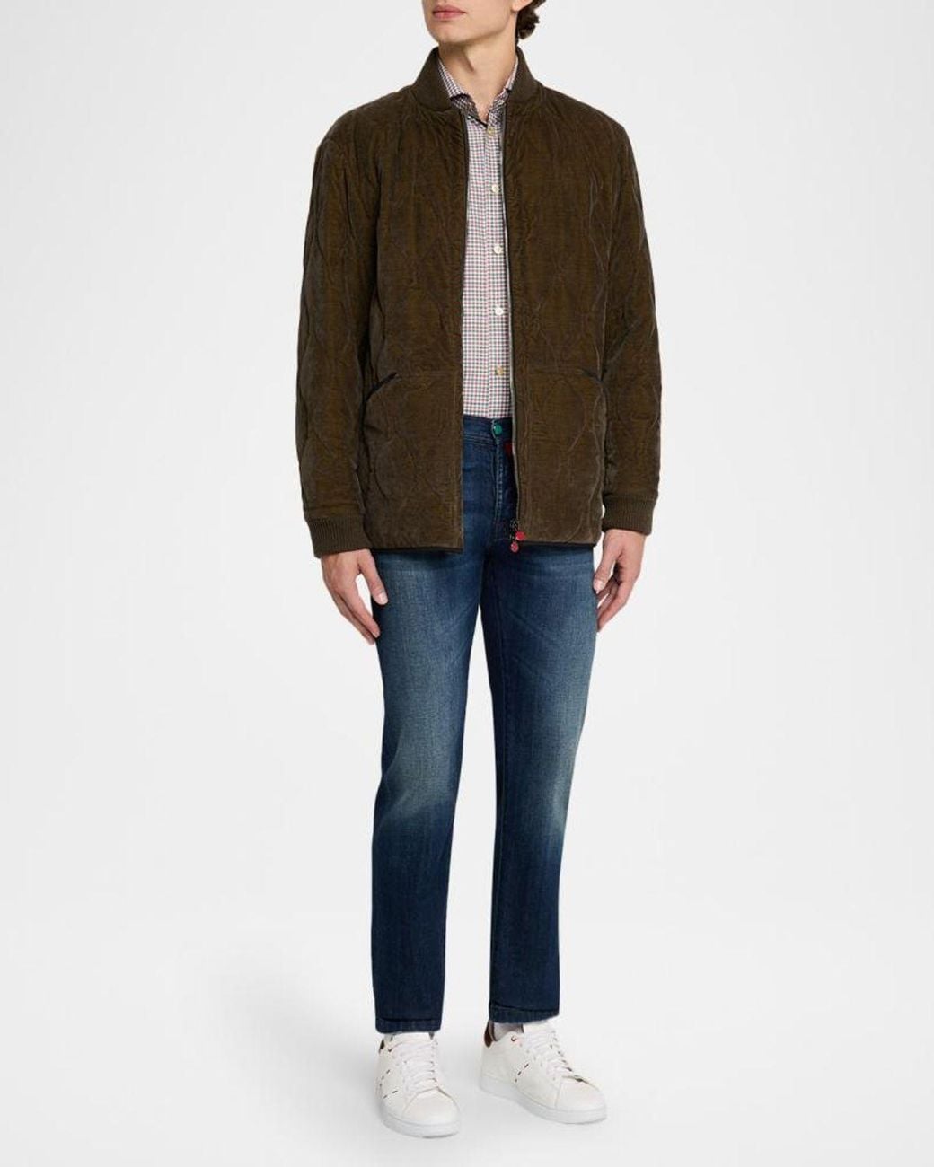 Kiton Green Apos;S Quilted Bomber Jacket for men