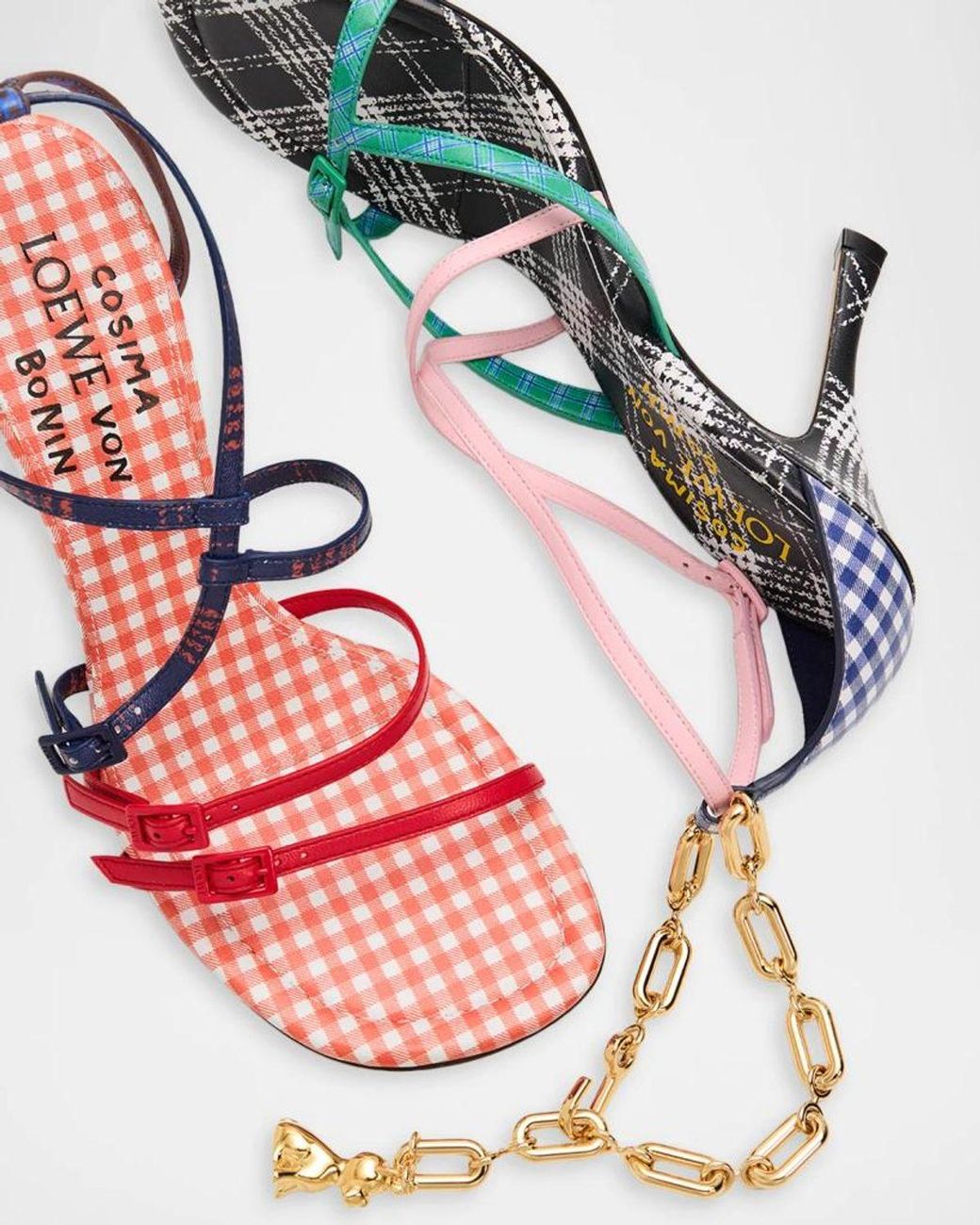 Loewe Pink 90Mm Comic Gingham Strappy Sandals