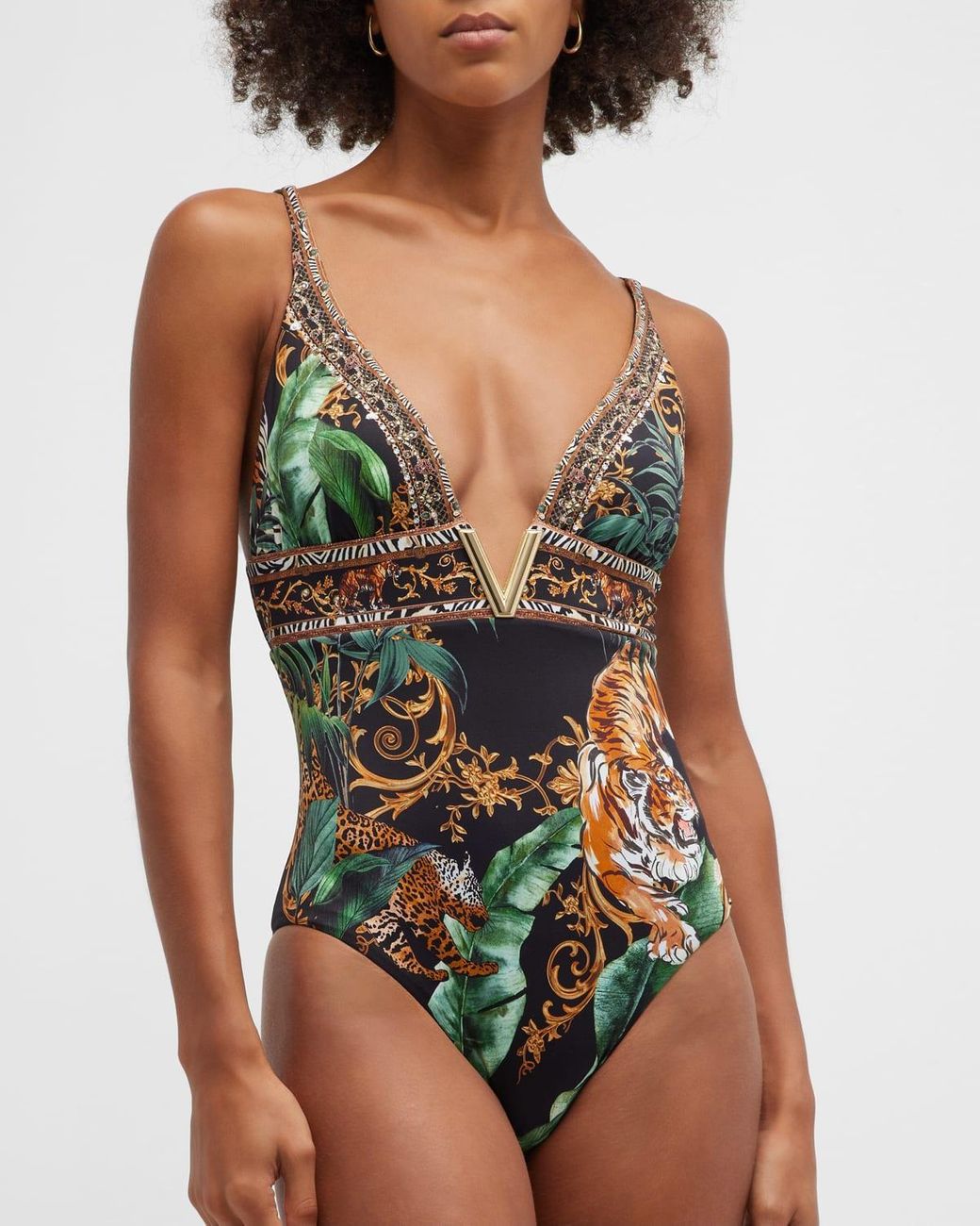 Camilla Easy Tiger High Tri One-piece Swimsuit W/ Front Trim in Black | Lyst