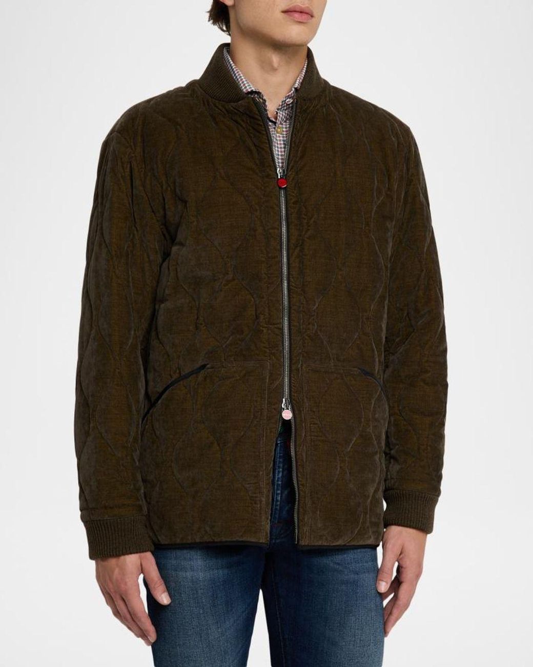 Kiton Green Apos;S Quilted Bomber Jacket for men