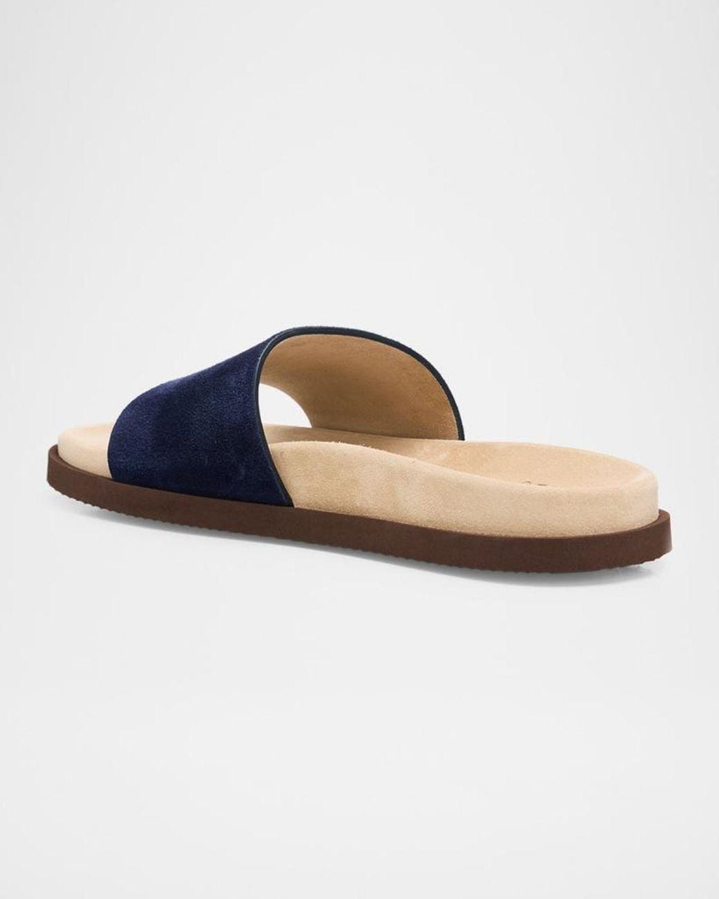 Brunello Cucinelli Blue Apos;S Suede Slides for men