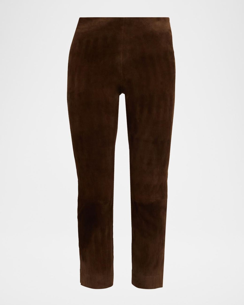 Vince Brown Suede Split-Hem Cropped Pant