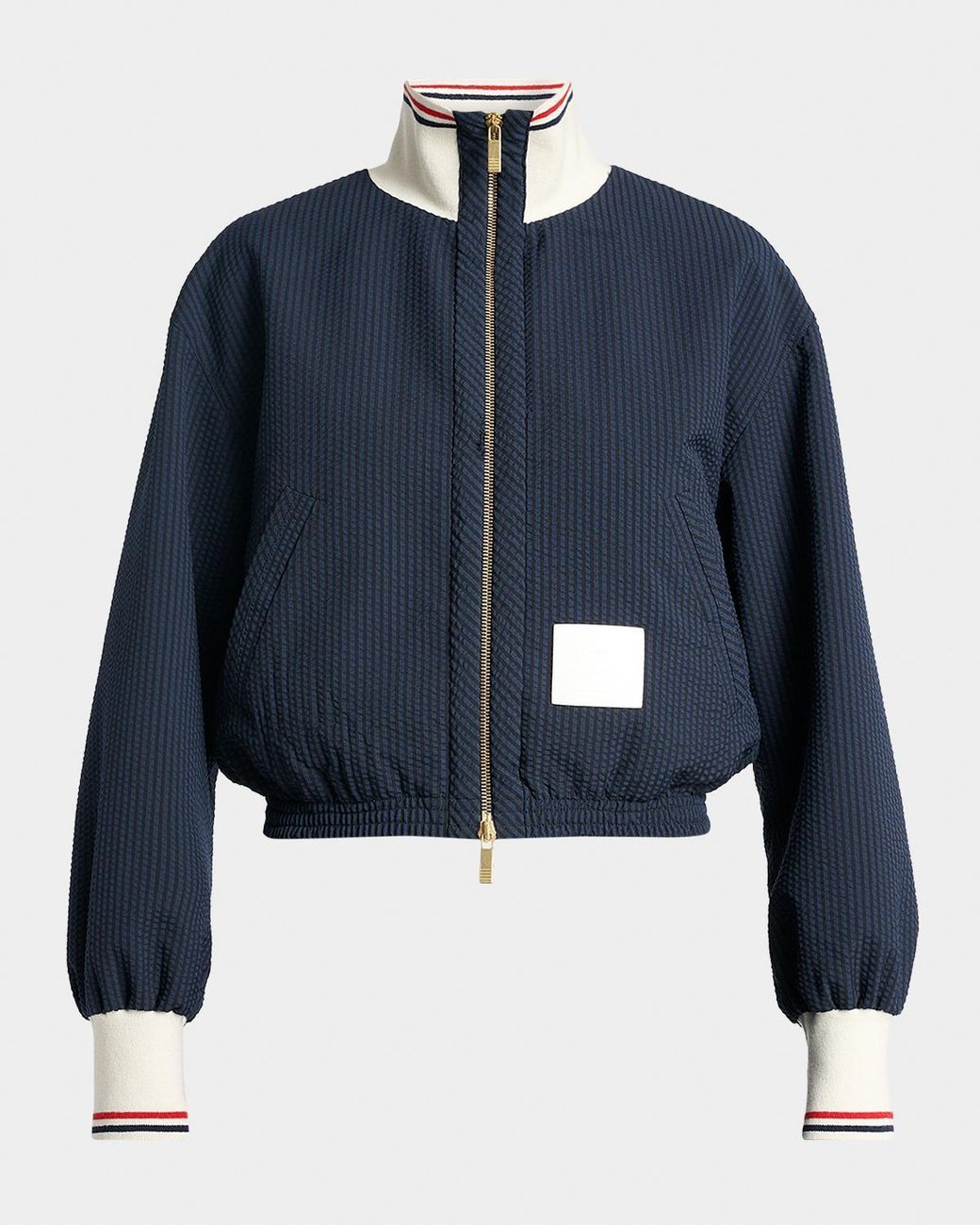 Thom Browne Blue Seersucker Drawstring Track Jacket