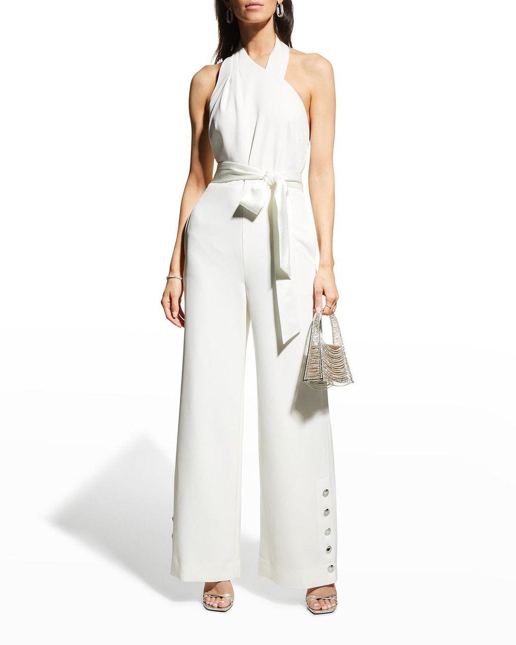 MILLY Thea Backless Cady Jumpsuit in White | Lyst