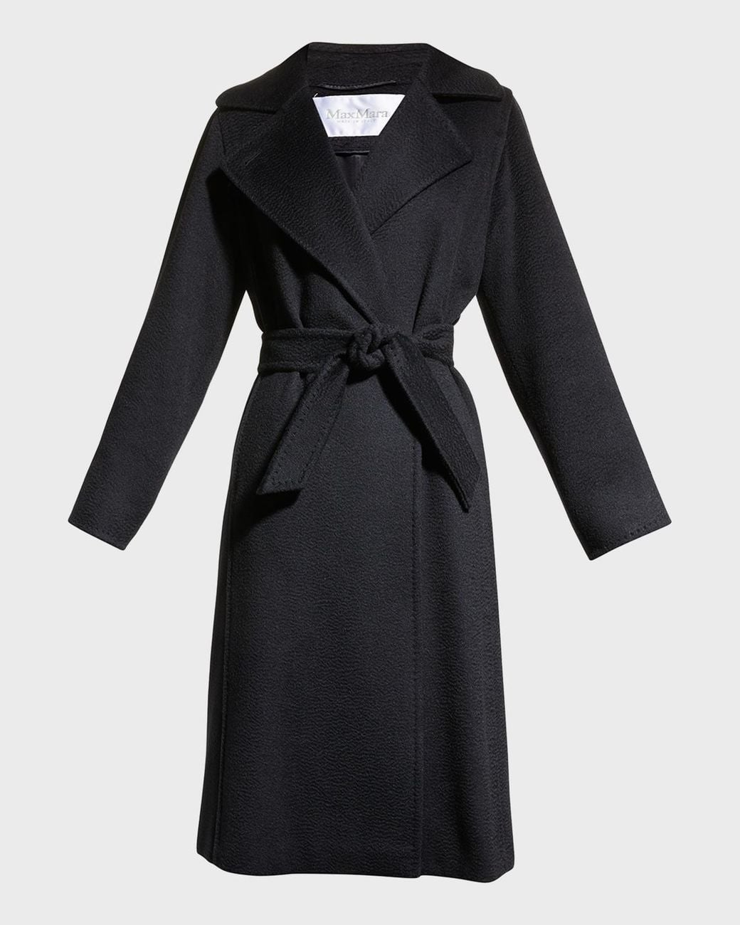 Max Mara Black Manuela Belted Wrap Coat