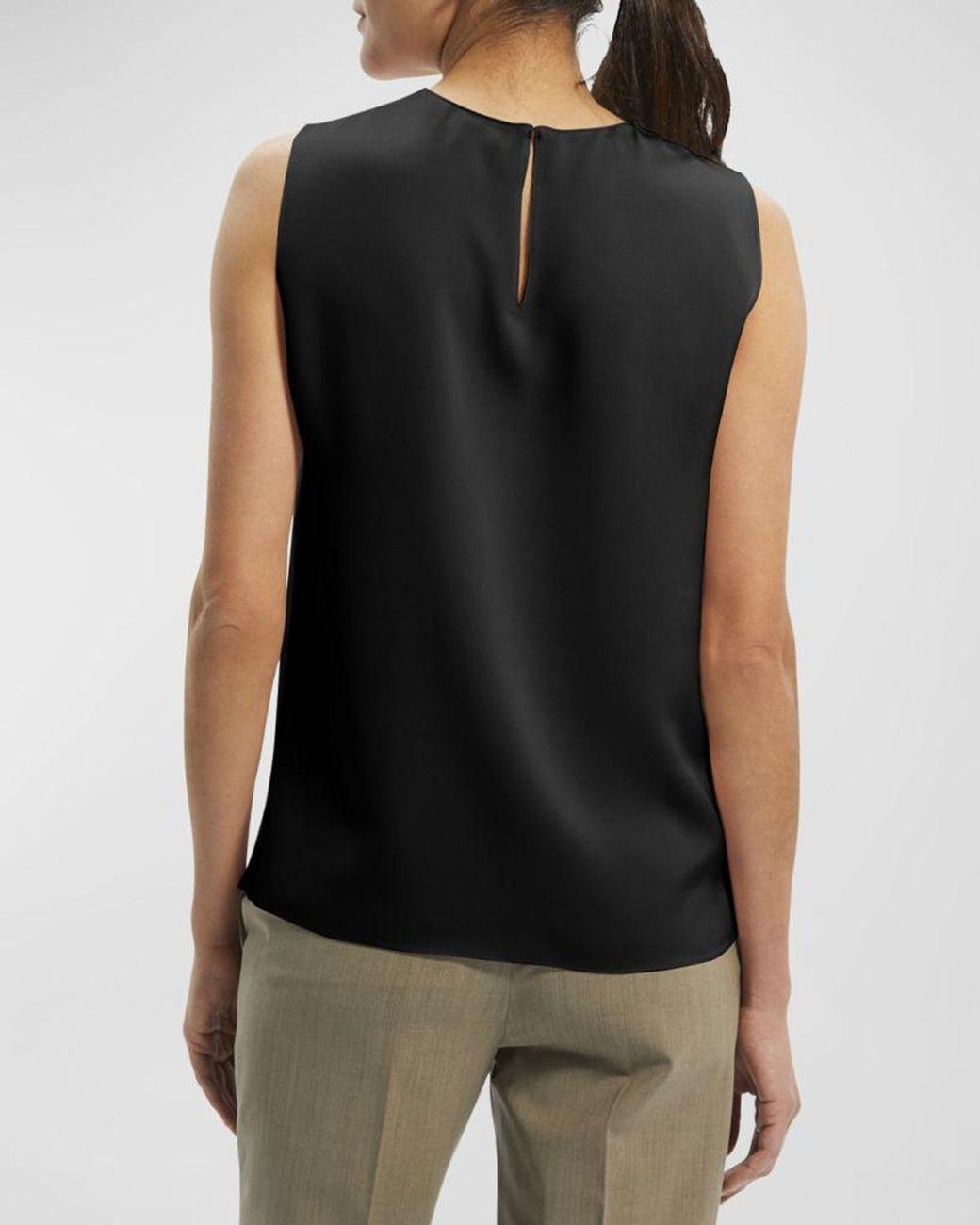 Theory Black Silk Straight Shell Top