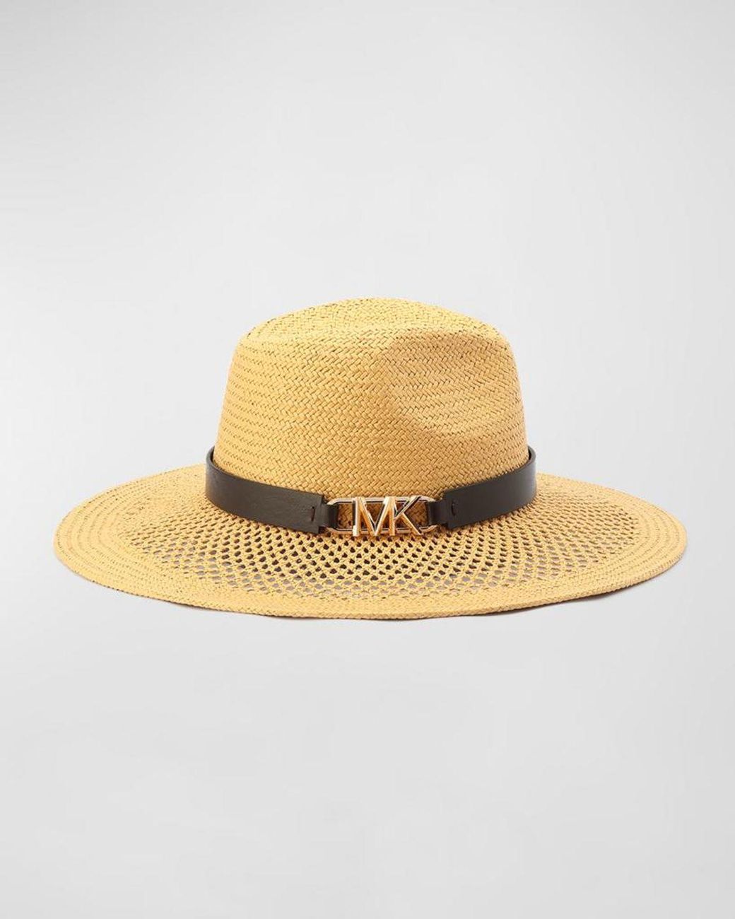 Michael Kors Metallic Open Weave Straw Fedora