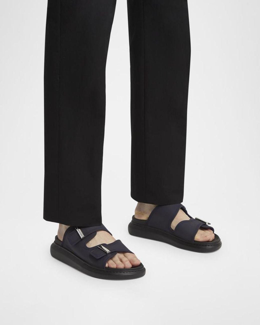 McQueen Blue Apos;S Rubber Double-Buckle Sandals for men