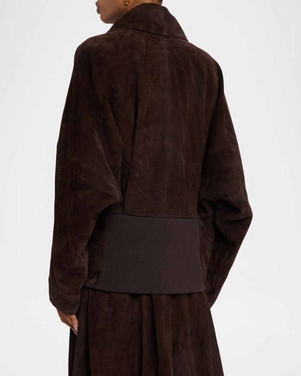 Co. Brown Shawl-Lapel Suede Wrap Jacket