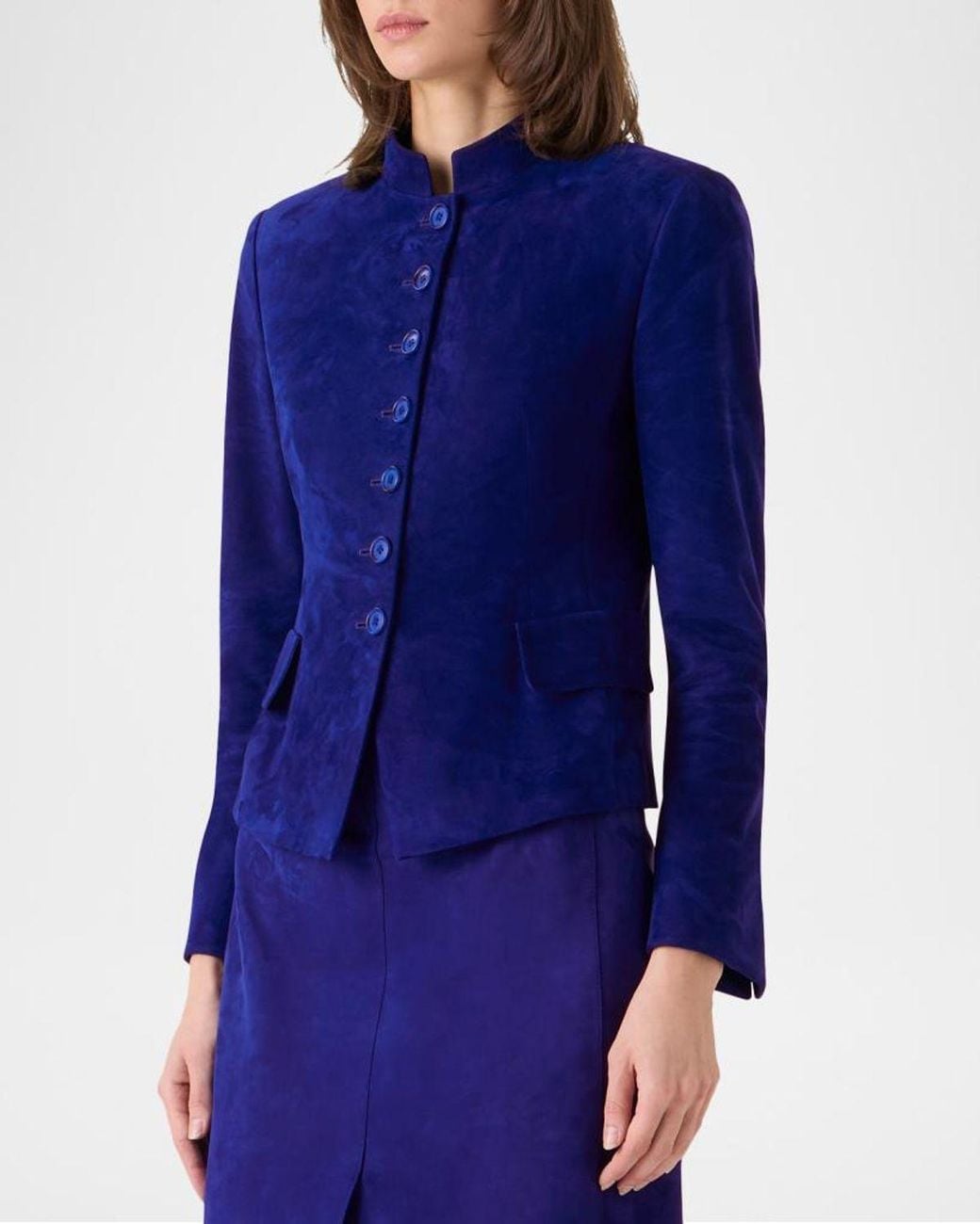 Akris Blue Deva Suede Short Jacket