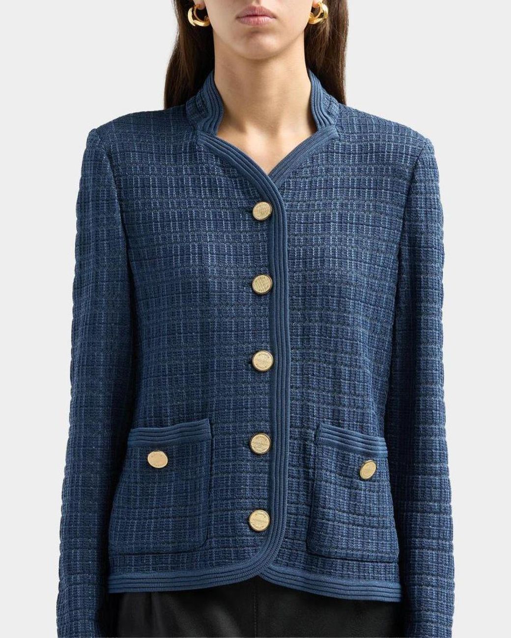 Misook Blue Rib-Knit Jacket