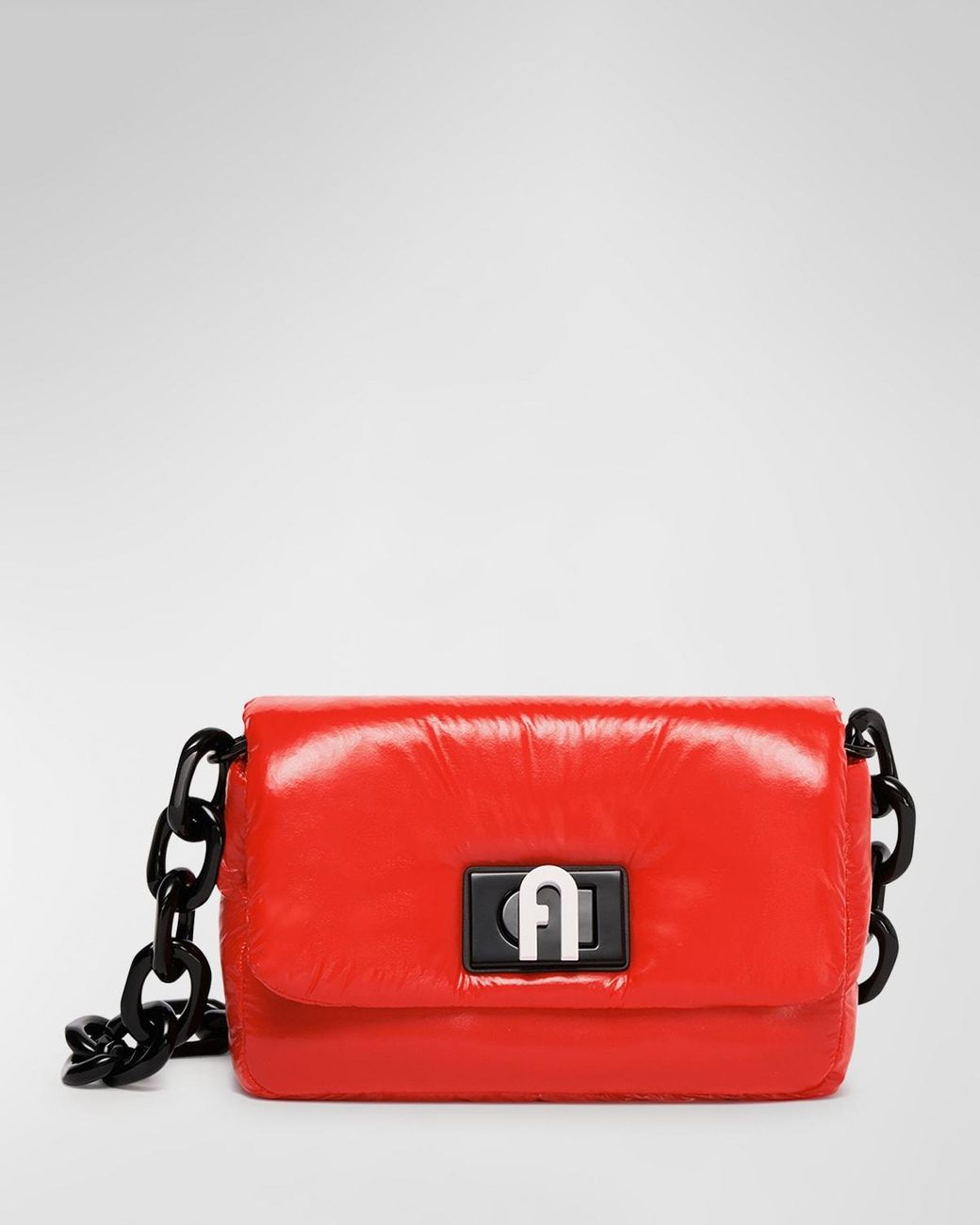 Furla 1927 Mini Puffy Nylon Chain Shoulder Bag in Red Lyst