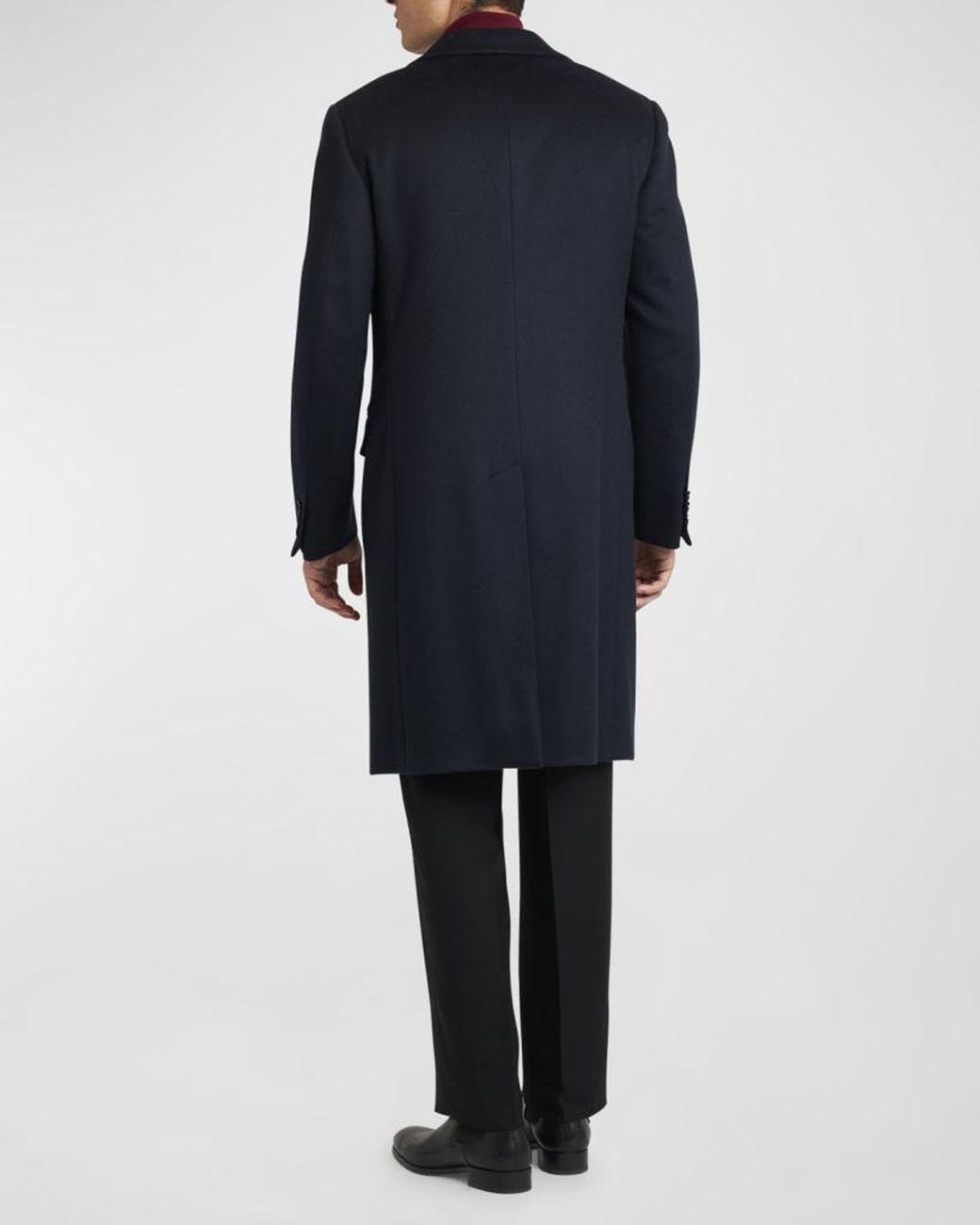 Brioni Blue Apos;S Solid Wool Topcoat for men