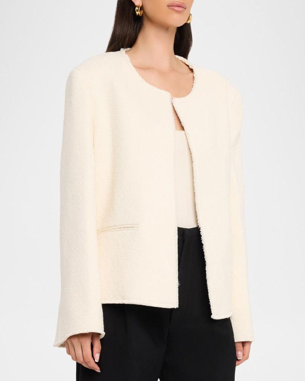 Totême Natural Open-Front Bouclé Blazer Jacket