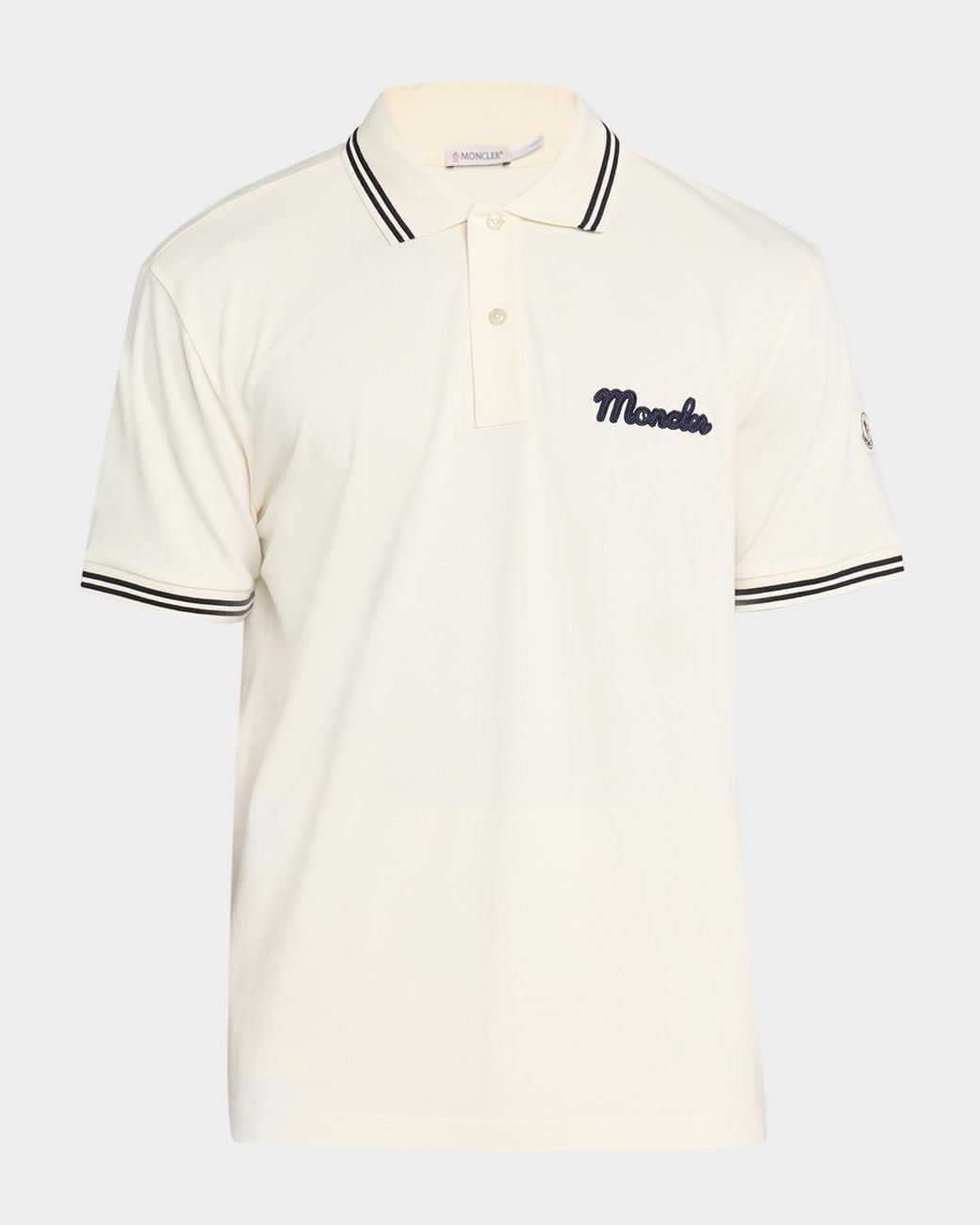 Moncler Natural Apos;S Logo Script Short Sleeve Polo for men