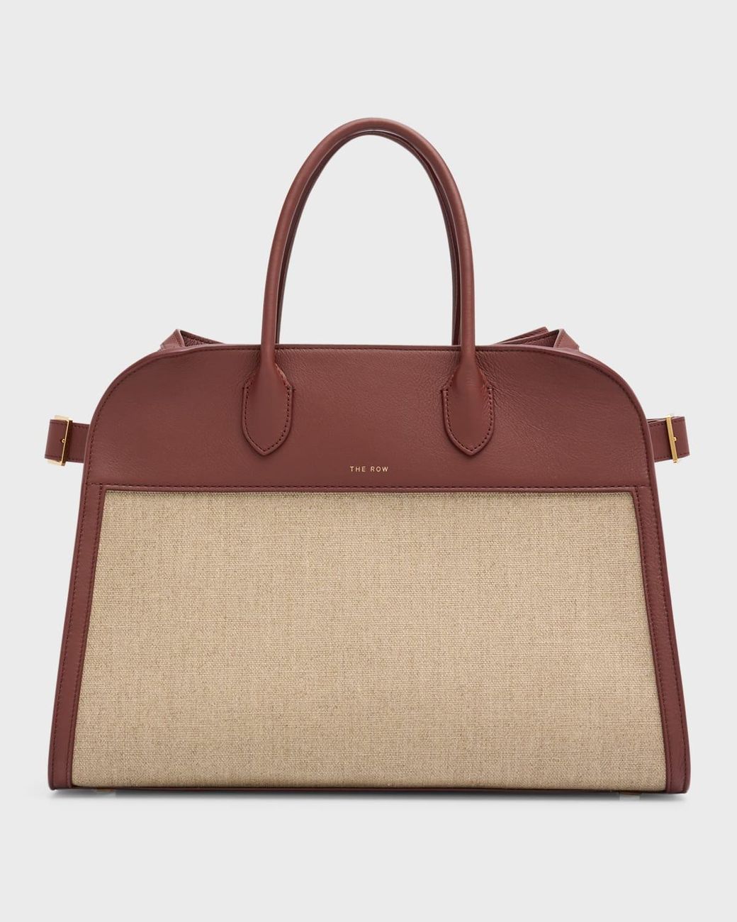 The Row Margaux 15 Top-handle Bag In Canvas And Leather in Brown 