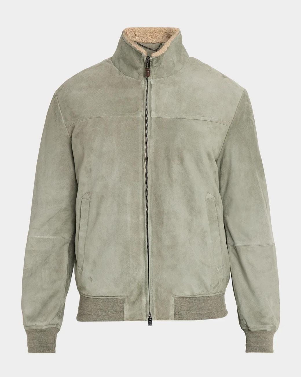 Canali Green Apos;S Shearling-Collar Suede Jacket for men