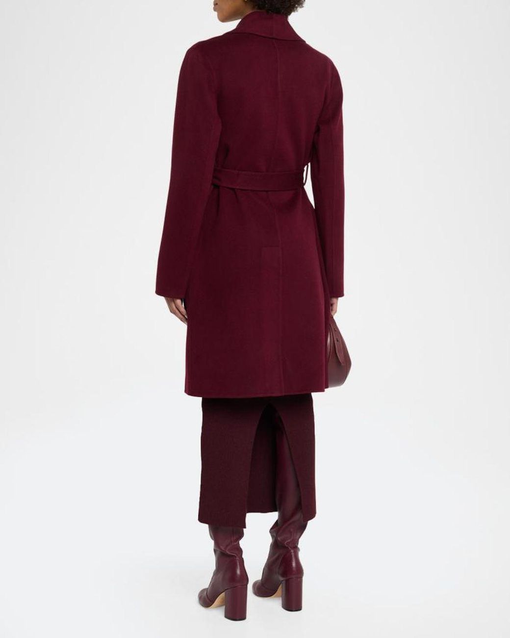 Sofiacashmere Red Double-Face Belted Wrap Coat