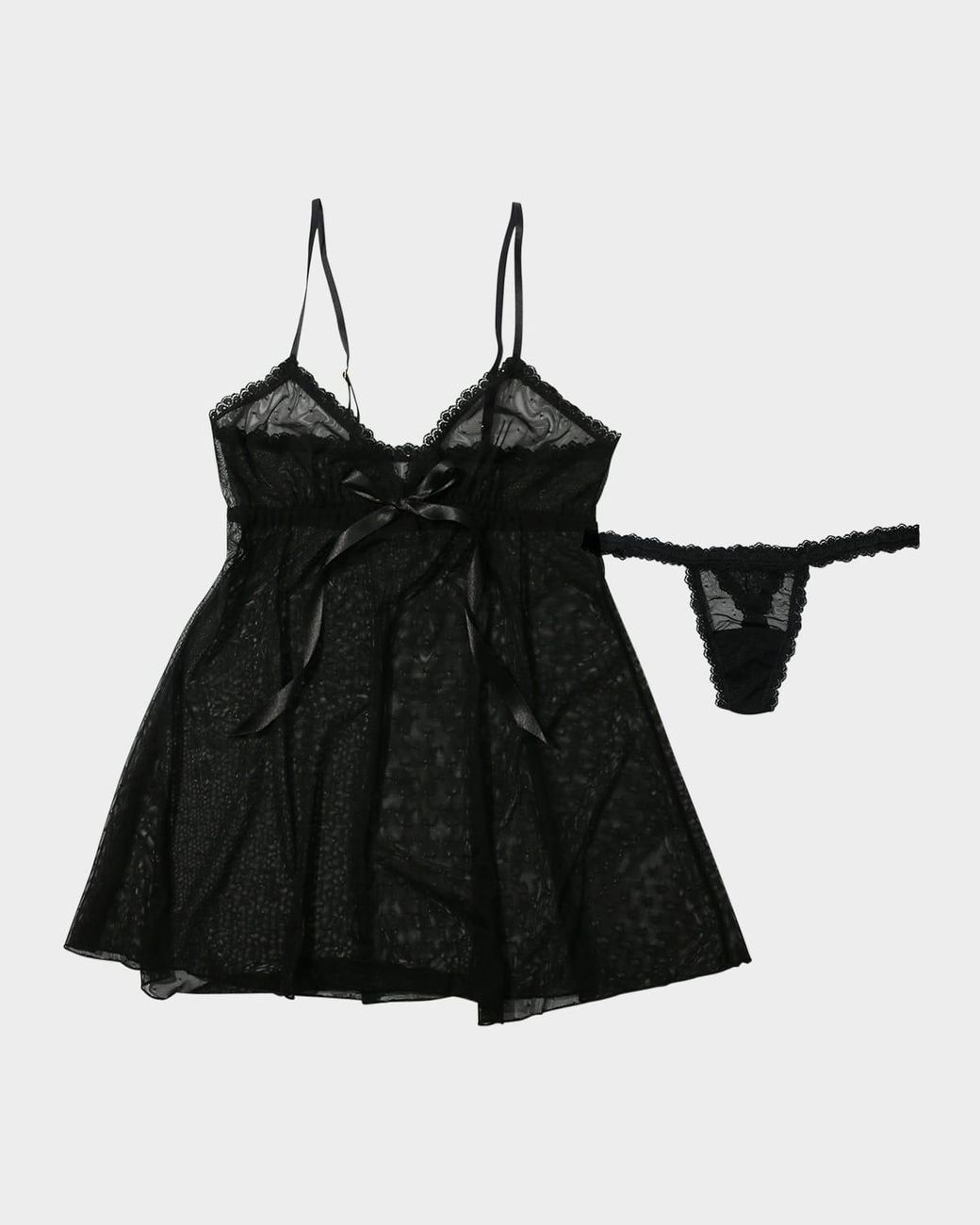Hanky Panky Oh Dotted Tulle Babydoll & G-String Set in Black | Lyst