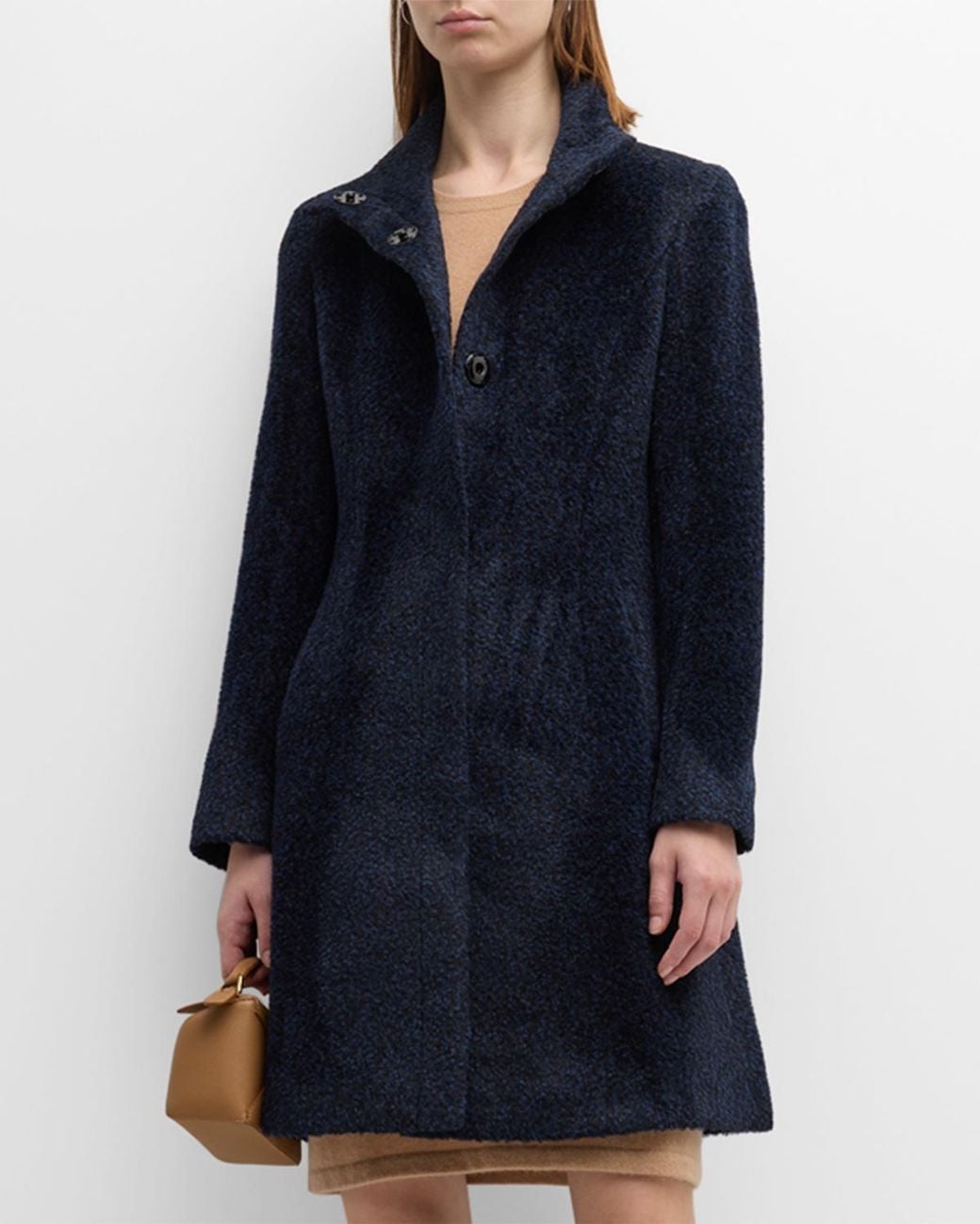 Sofiacashmere Blue Alpaca Snap Button Coat