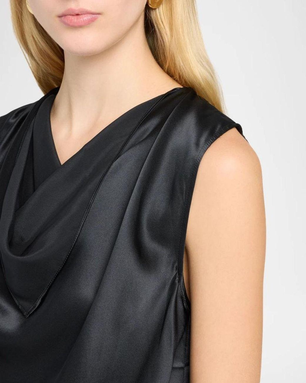 Rag & Bone Black Vinnie Silk Cowl-Neck Top