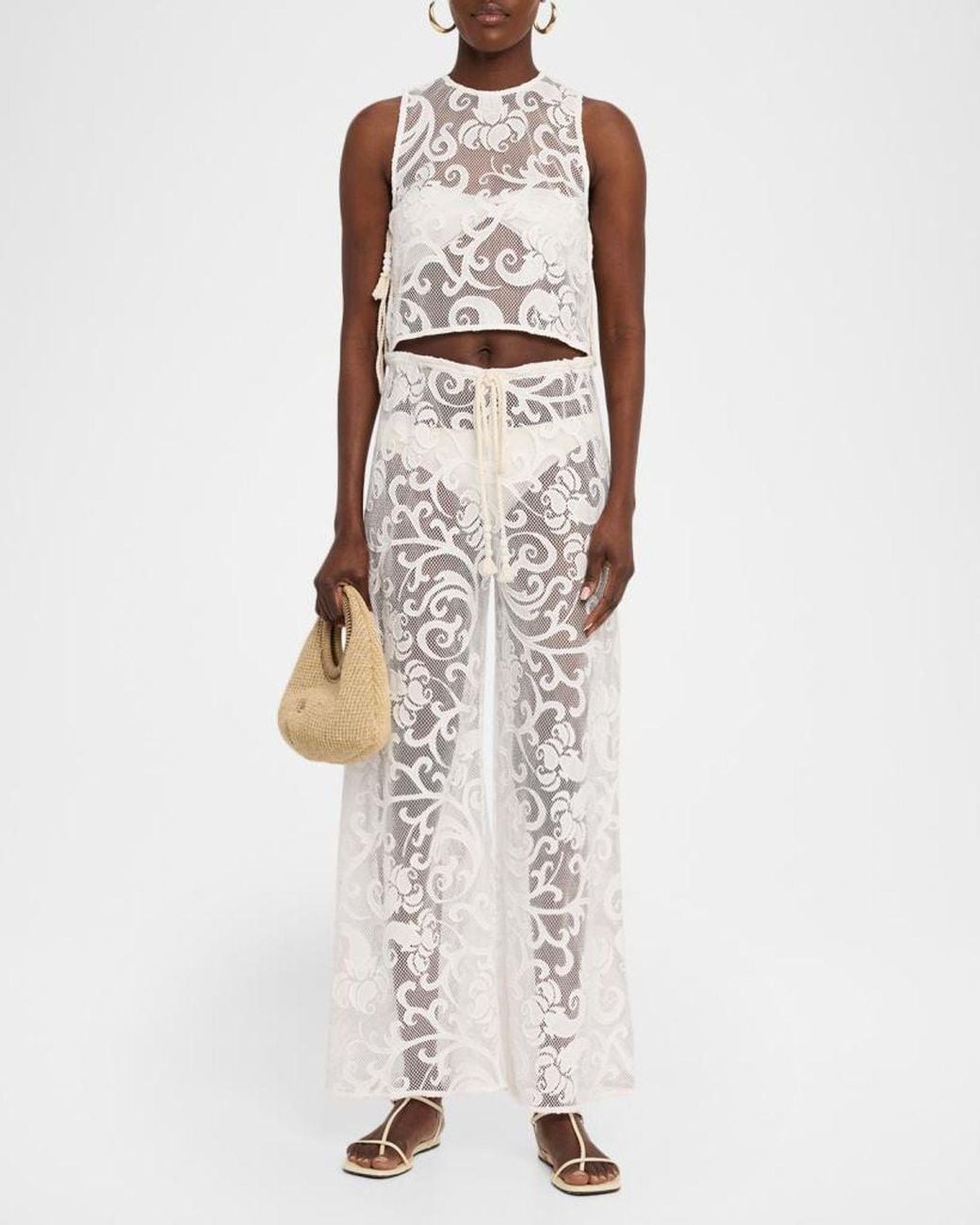 JBQ Natural Andros Embroidered Drawstring Pants