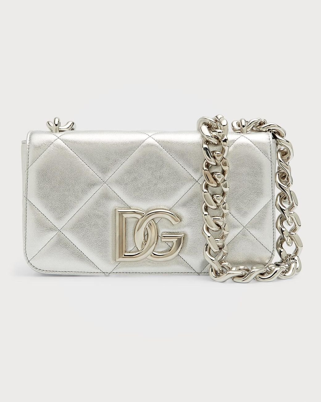 Dolce & Gabbana Dg Metallic Leather Chain Crossbody Bag in Gray Lyst