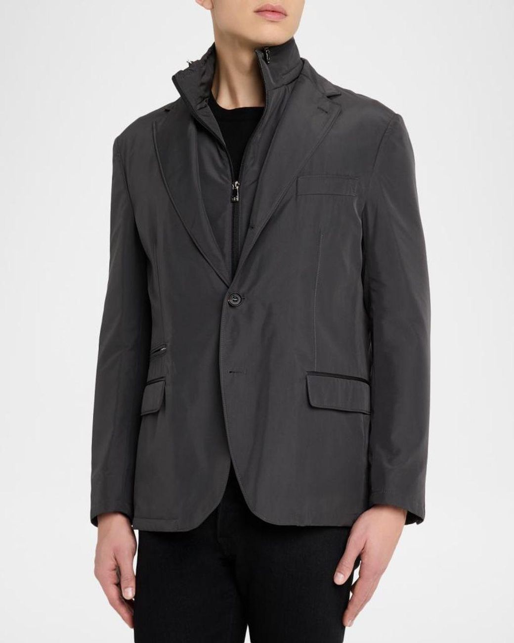 Corneliani Black Apos;S Technical Fabric Single-Breasted Blazer for men