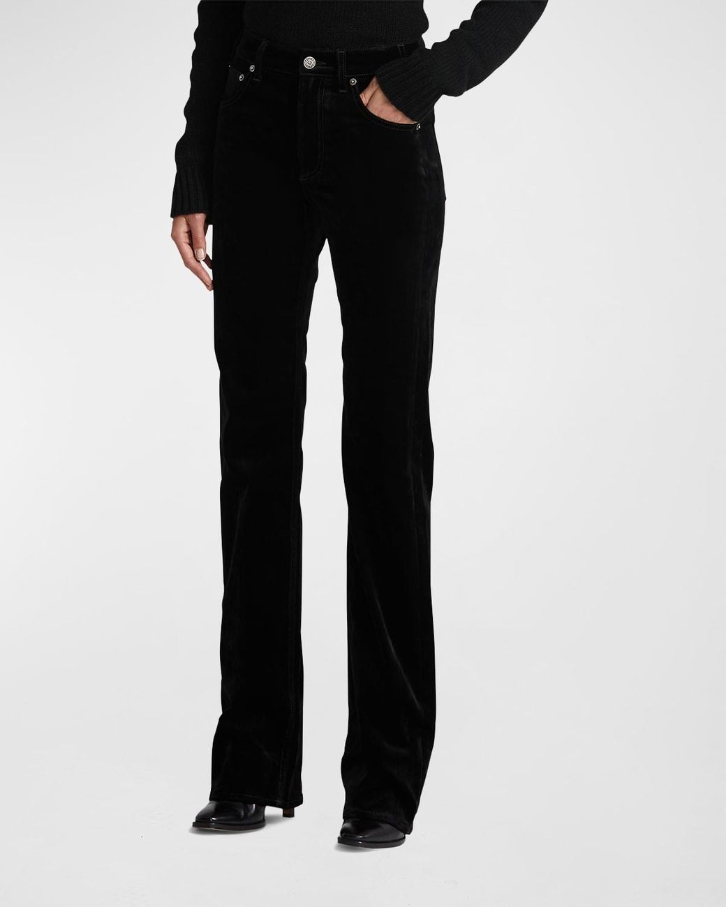 Ralph Lauren Collection Kaida Velvet Bootcut Jeans in Black | Lyst
