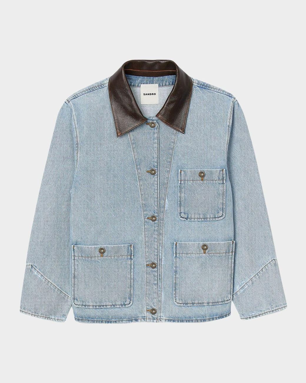 Sandro Virginie Denim Shirt Jacket in Blue | Lyst