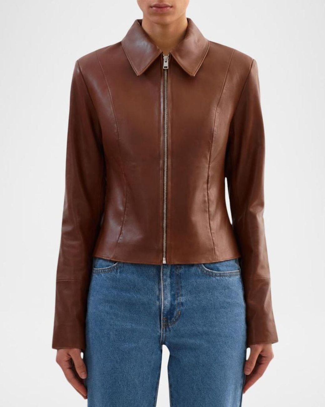 Lamarque Brown Oceana Fitted Leather Jacket