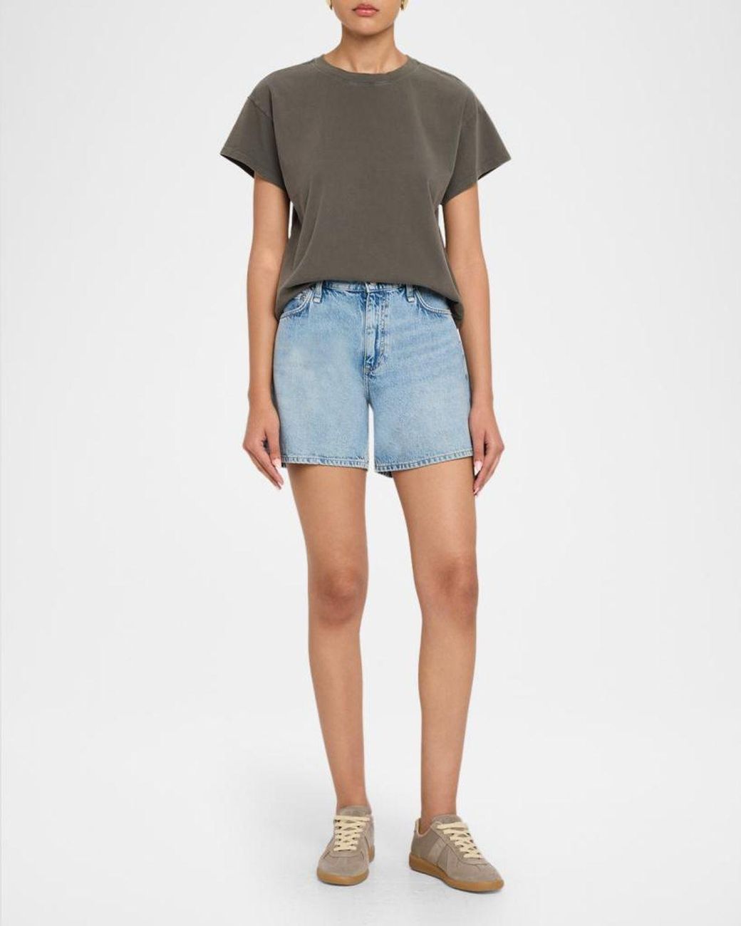Rag & Bone Gray Boxy Washed Cotton Tee