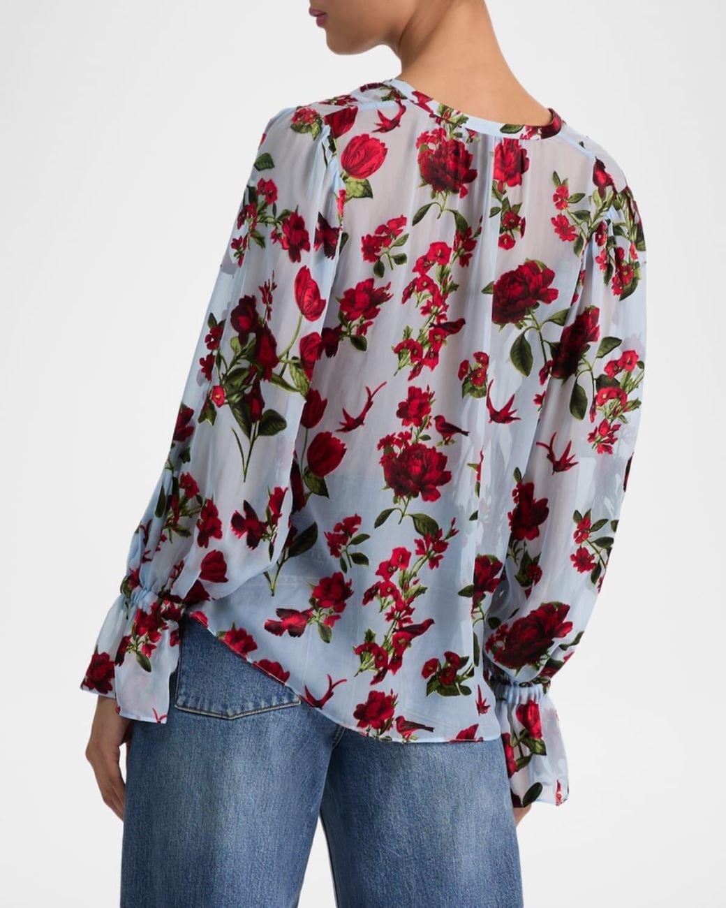 Alice + Olivia White Moranne Semi-Sheer Blouse