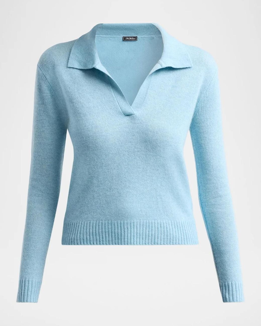 Neiman Marcus Blue Basic Cashmere Polo Sweater