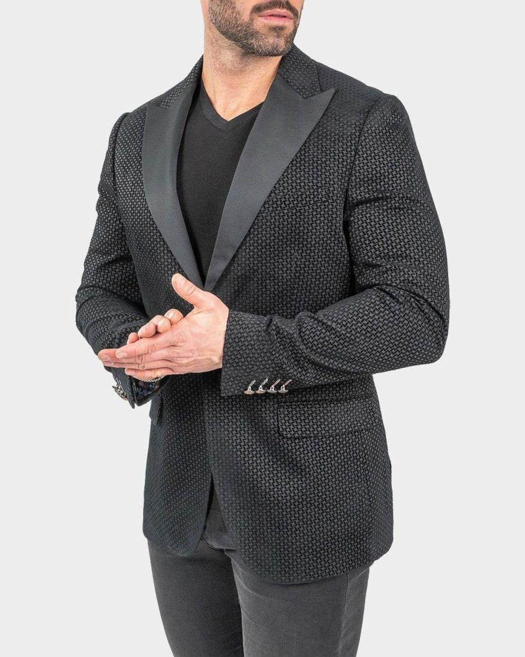 Maceoo Gray One-Button Blazer for men