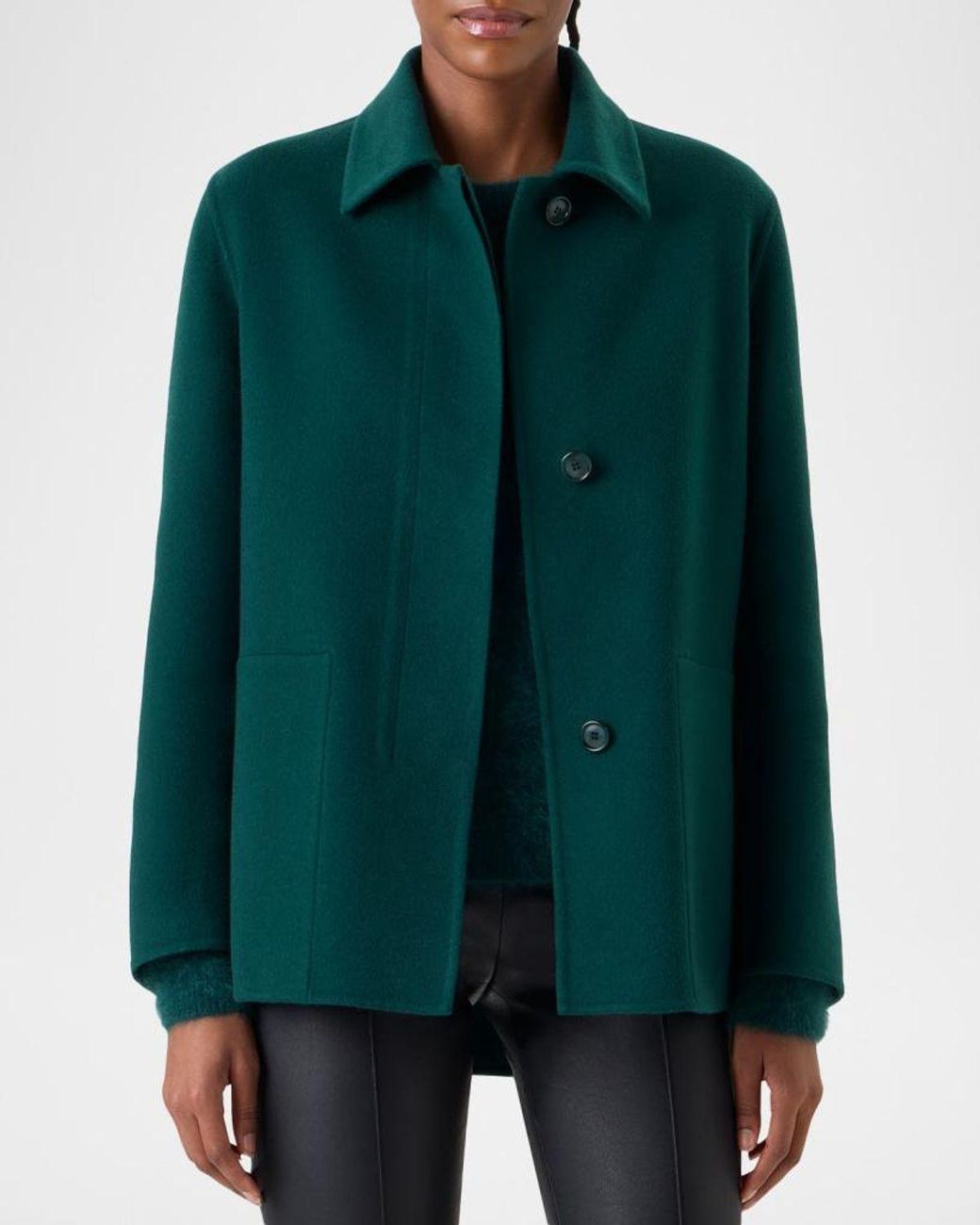 Akris Green Laars Cashmere Long Jacket