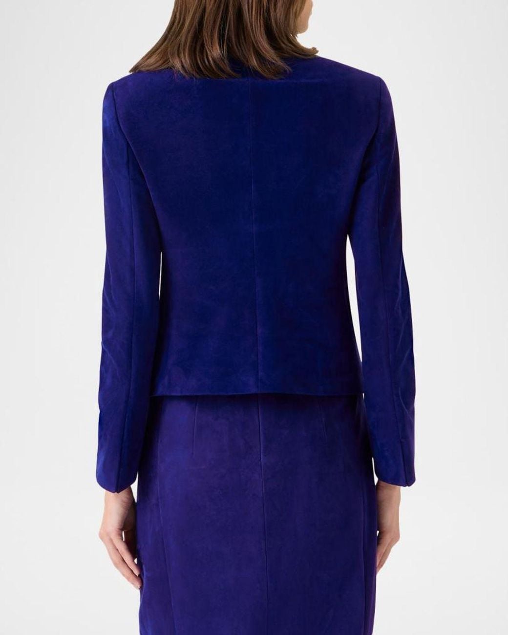 Akris Blue Deva Suede Short Jacket
