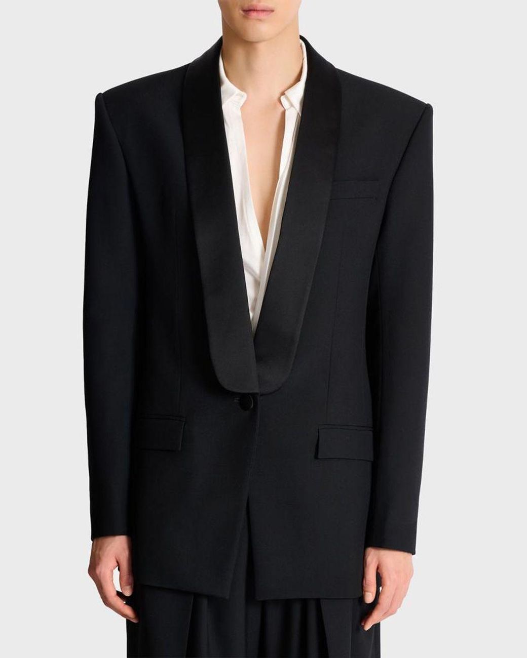Balmain Blue Apos;S Wool Shawl Lapel Single-Button Dinner Jacket for men