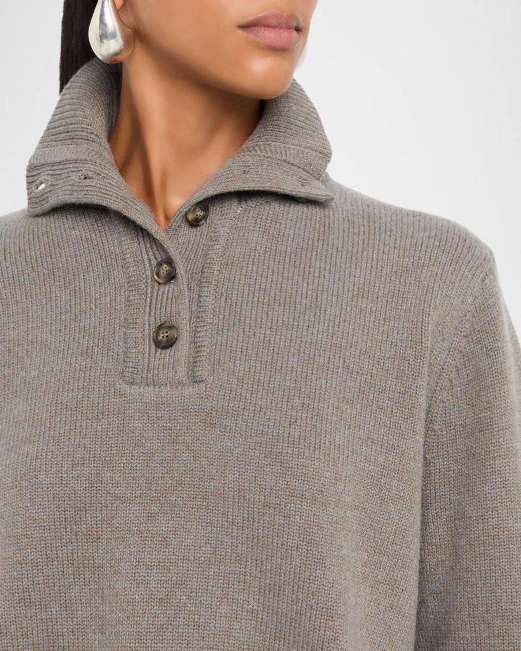 Yves Salomon Gray Wool Turtleneck Pullover