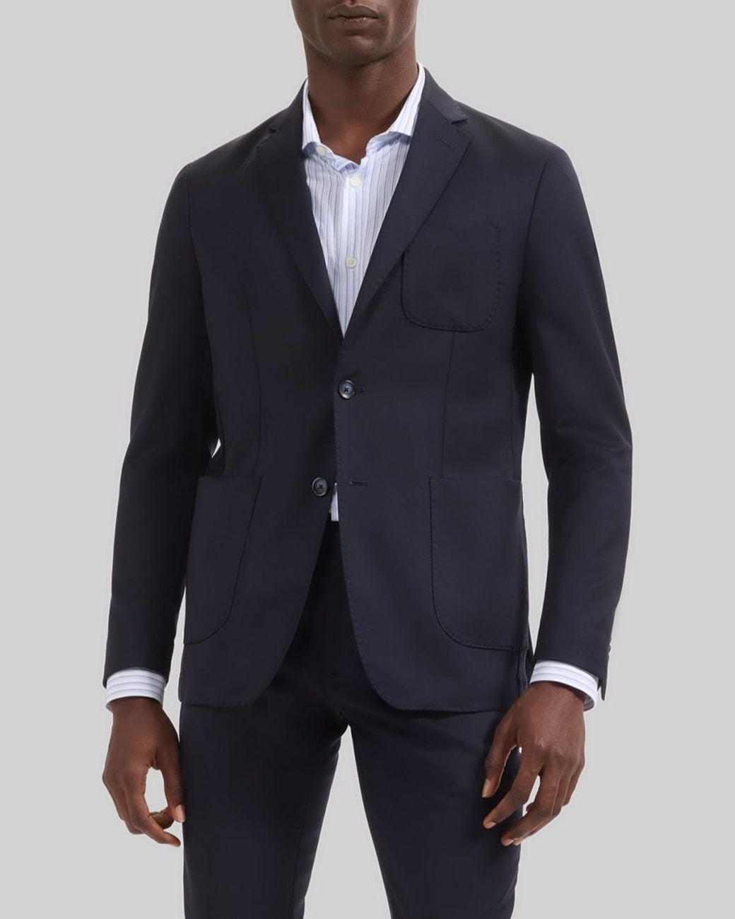 Bugatchi Blue Apos;S Solid Wool Two-Button Blazer for men