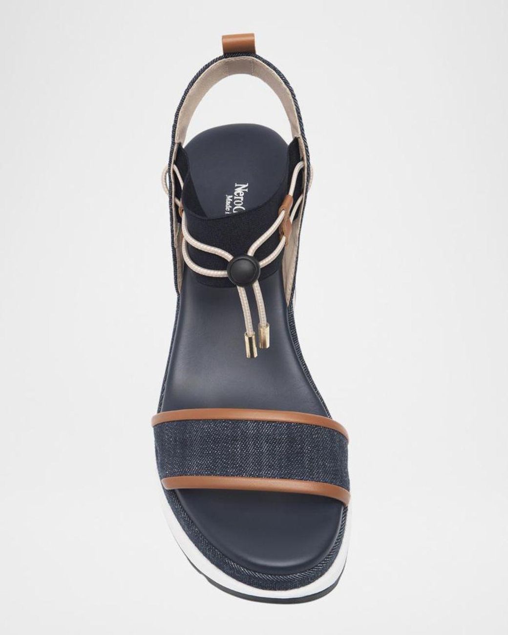 Nero Giardini Blue Bungee Platform Wedge Sandals