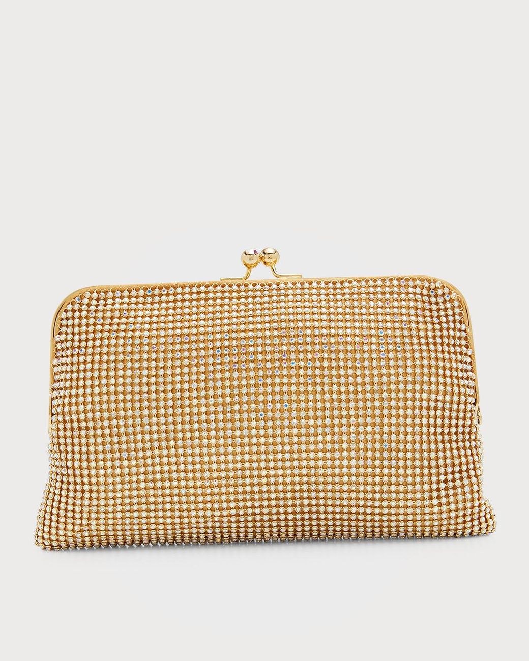 Whiting & Davis Dimple Crystal Mesh Clutch Bag in Natural Lyst