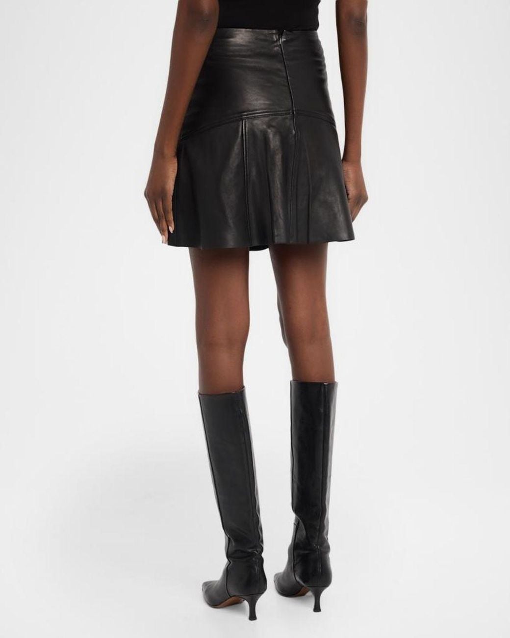 Ba&sh Black Seva Leather Mini Peplum Skirt