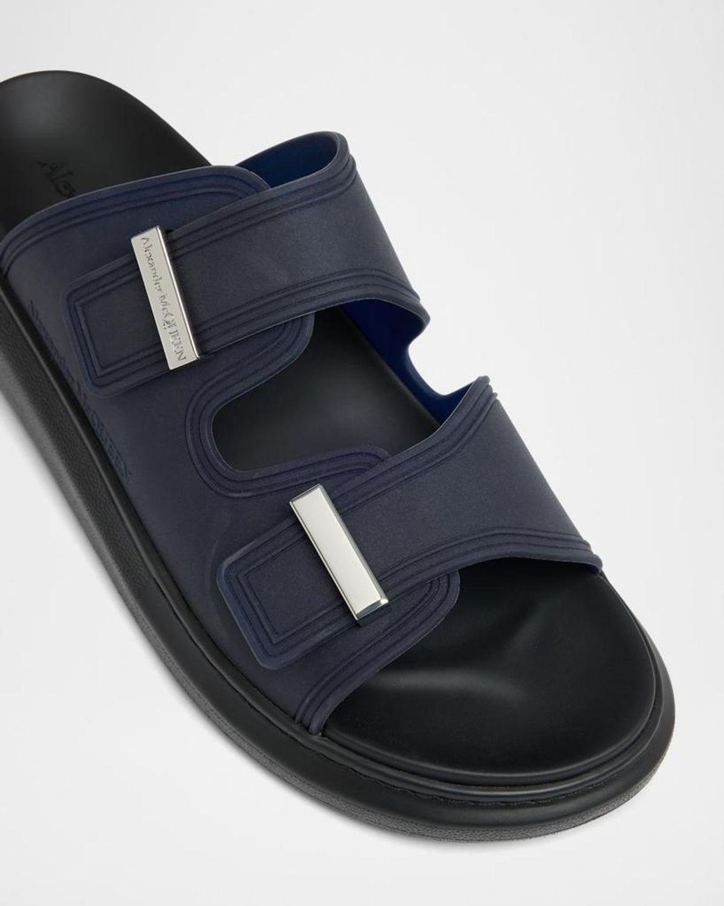 McQueen Blue Apos;S Rubber Double-Buckle Sandals for men