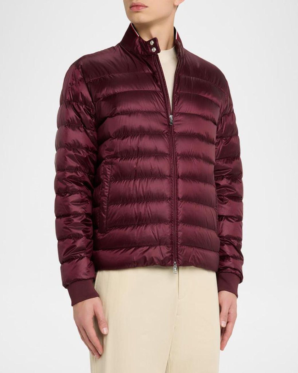 Moncler Red Apos;S Quilted Nylon Short Down Jacket for men