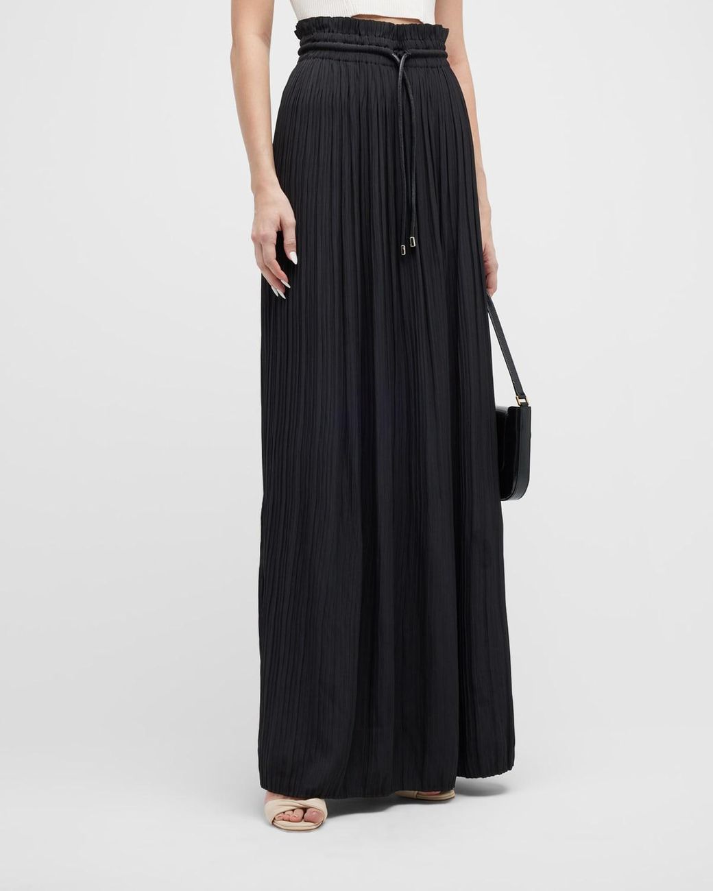 A.L.C. Everly Drawstring Pleated Maxi Skirt in Black | Lyst